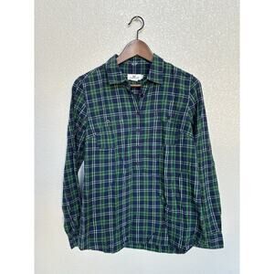Vineyard Vines womens plaid shirt long sleeve green blue holiday 10 preppy